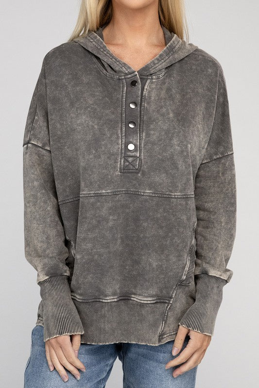 Acid Wash Kangaroo Pocket Hoodie