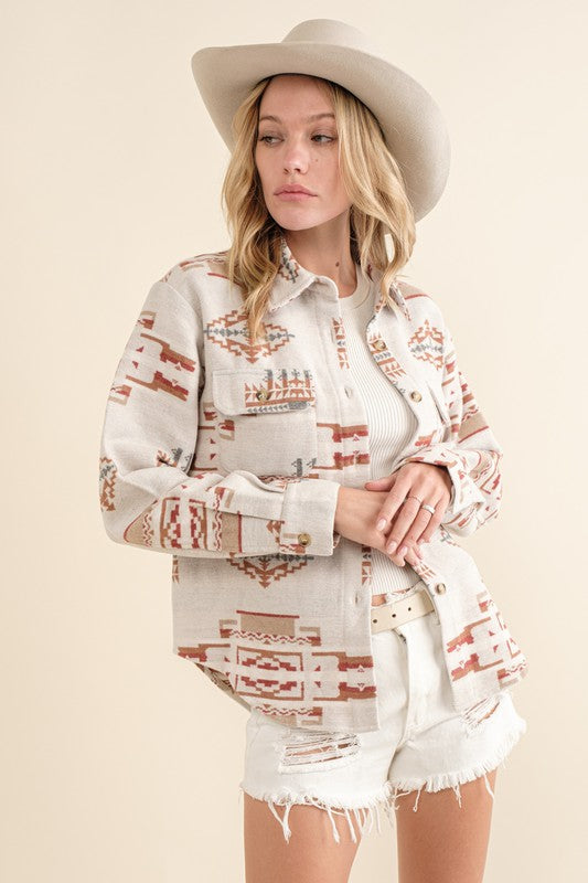 Exclusive Jacquard Aztec Shirt Jacket
