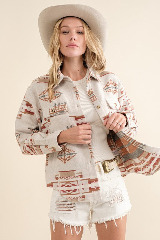 Exclusive Jacquard Aztec Shirt Jacket