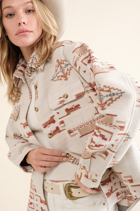 Exclusive Jacquard Aztec Shirt Jacket