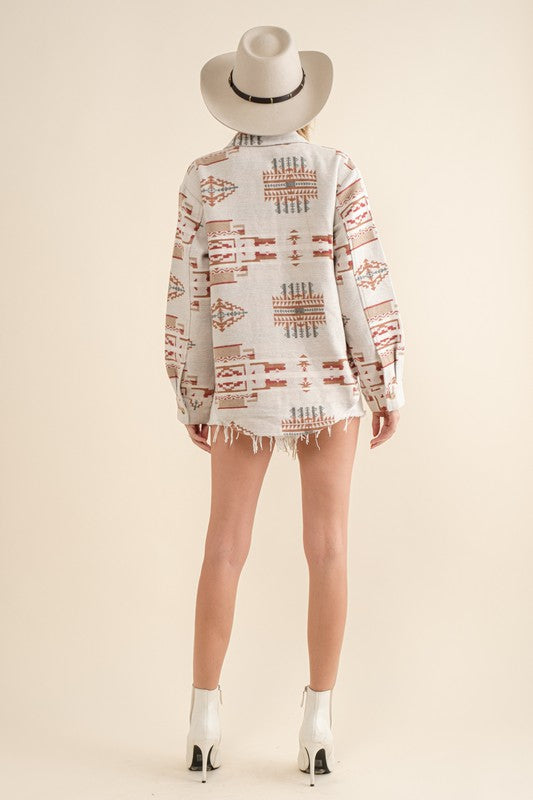 Exclusive Jacquard Aztec Shirt Jacket