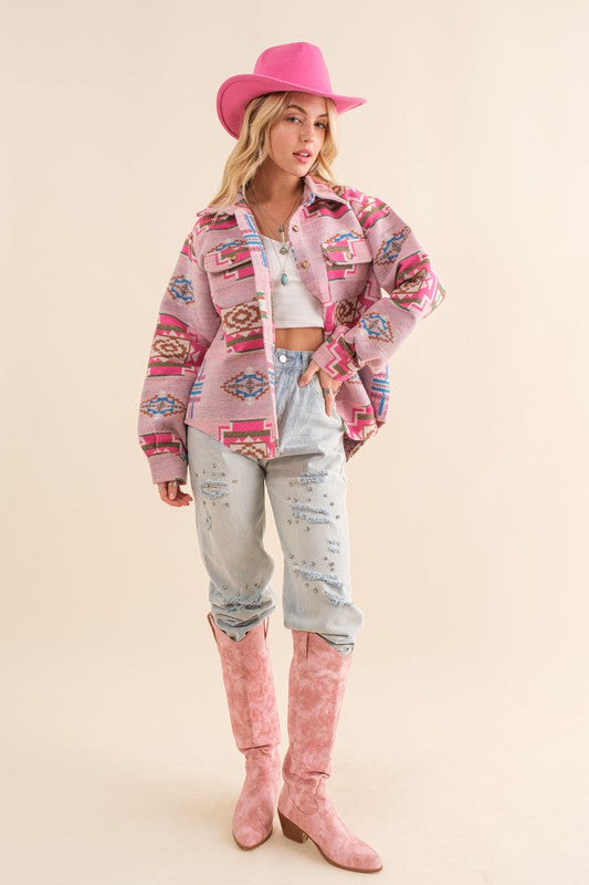 Exclusive Jacquard Aztec Shirt Jacket