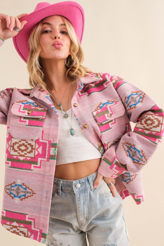 Exclusive Jacquard Aztec Shirt Jacket