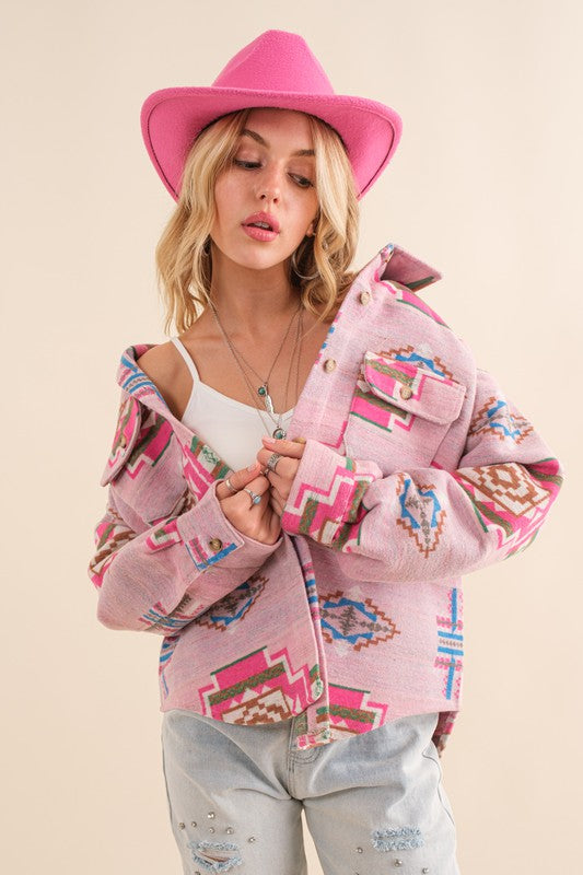 Exclusive Jacquard Aztec Shirt Jacket