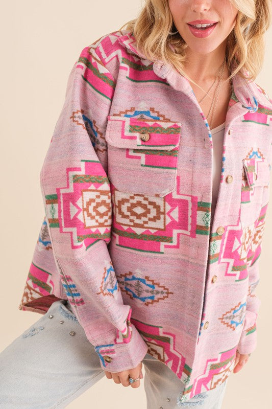 Exclusive Jacquard Aztec Shirt Jacket