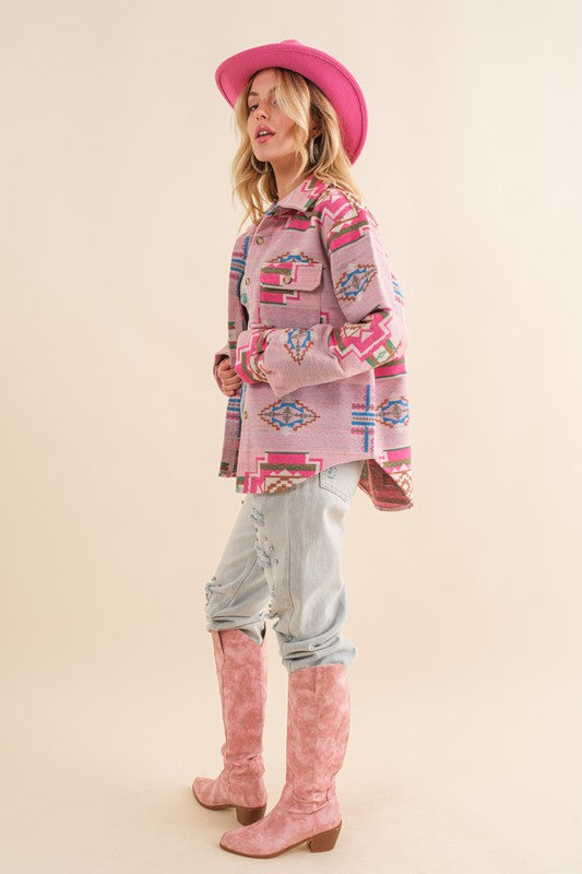 Exclusive Jacquard Aztec Shirt Jacket