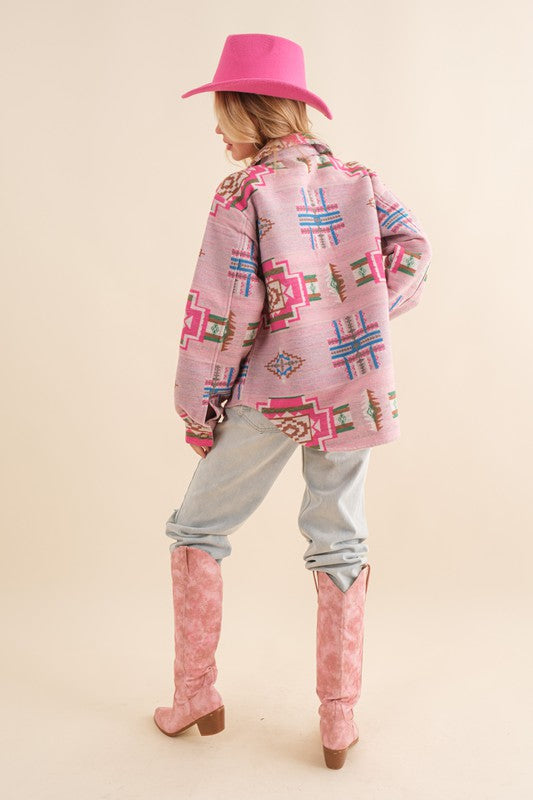 Exclusive Jacquard Aztec Shirt Jacket