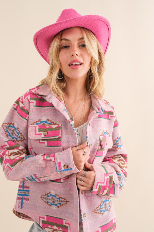 Exclusive Jacquard Aztec Shirt Jacket