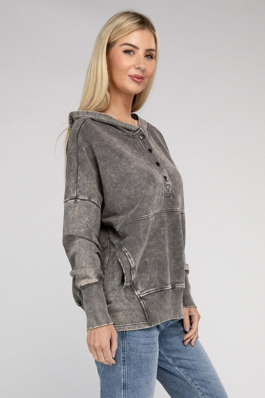 Acid Wash Kangaroo Pocket Hoodie