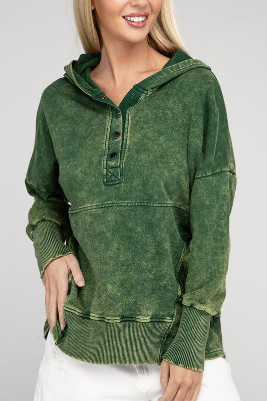 Acid Wash Kangaroo Pocket Hoodie