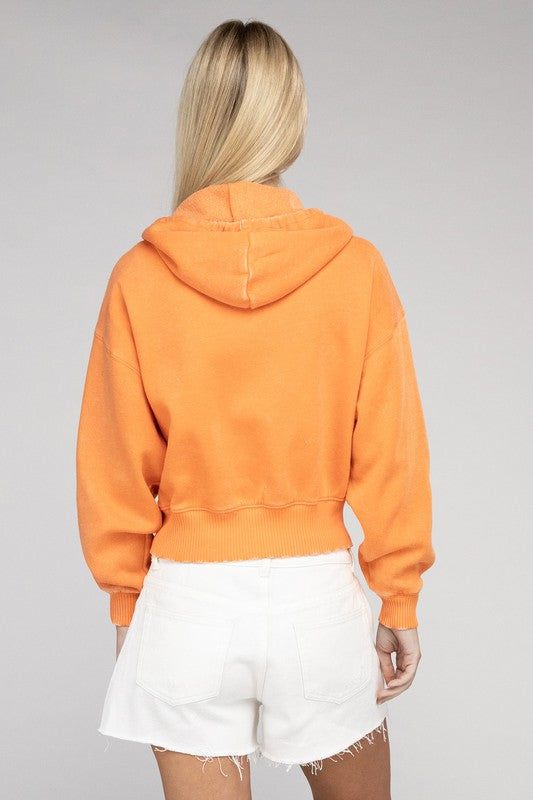 Fleece Cropped Zip-Up Hoodie