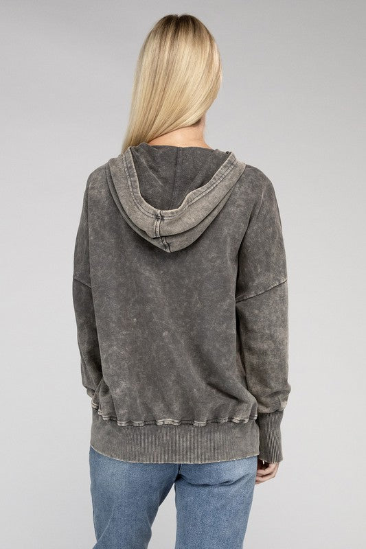 Acid Wash Kangaroo Pocket Hoodie