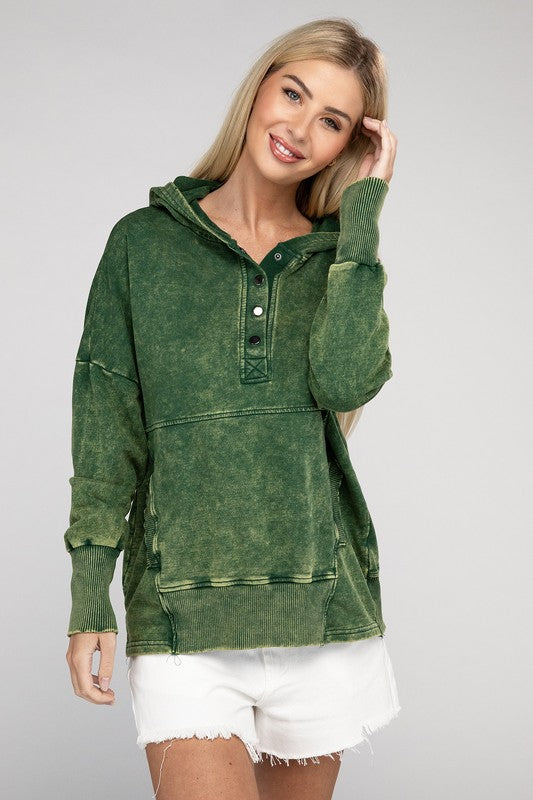 Acid Wash Kangaroo Pocket Hoodie