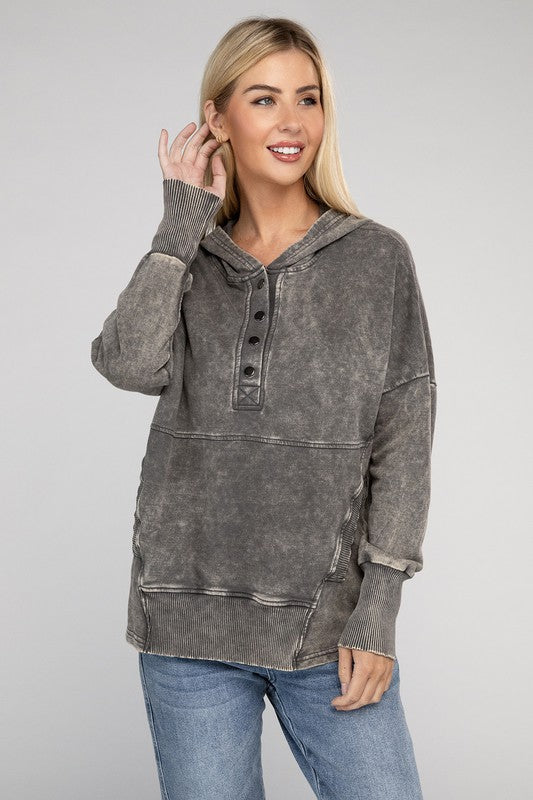 Acid Wash Kangaroo Pocket Hoodie