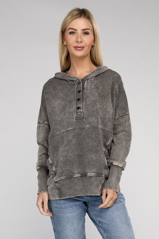 Acid Wash Kangaroo Pocket Hoodie