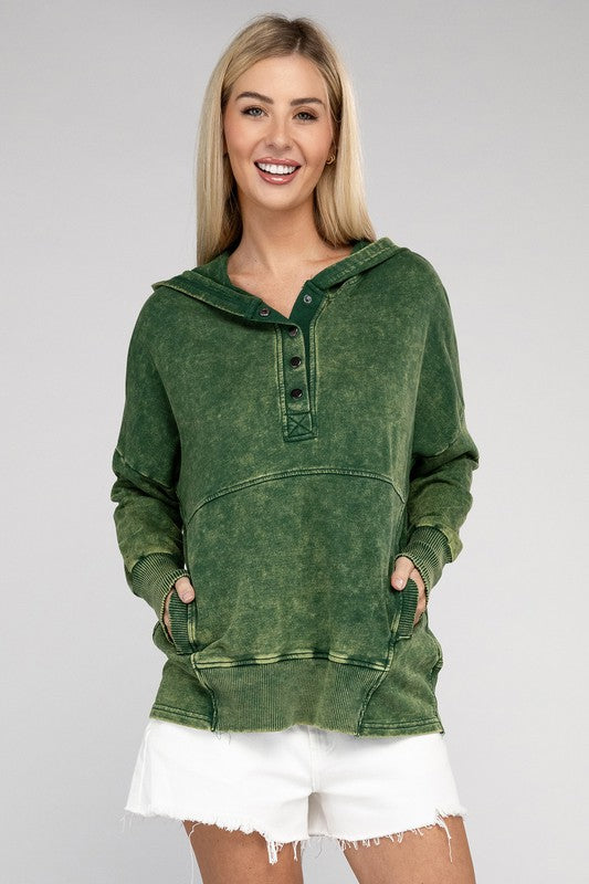Acid Wash Kangaroo Pocket Hoodie