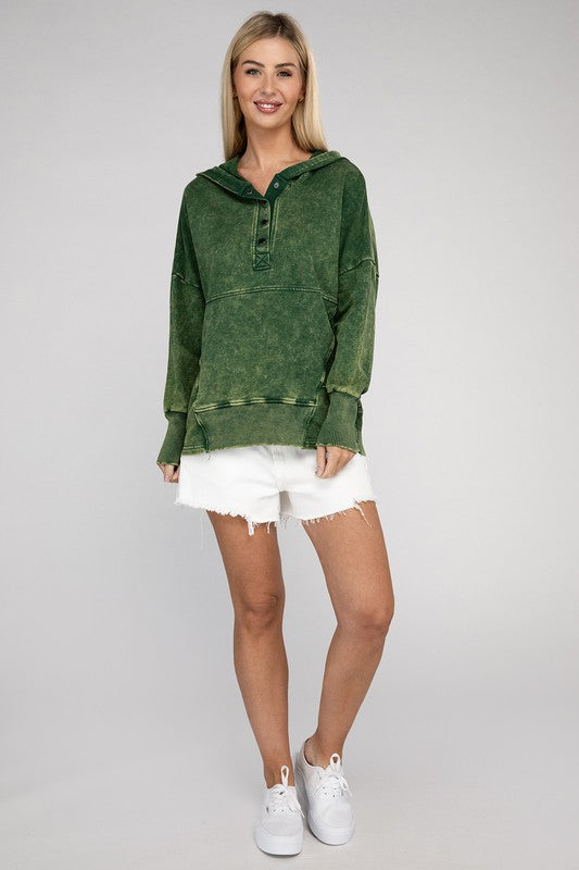 Acid Wash Kangaroo Pocket Hoodie