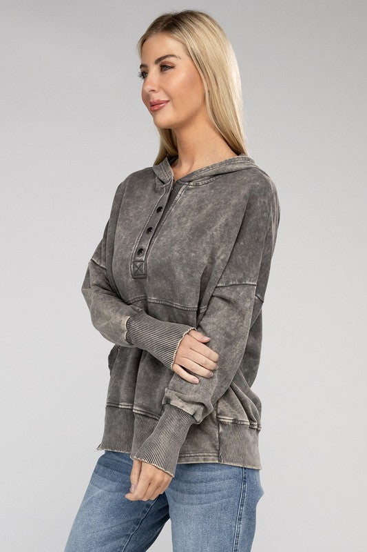 Acid Wash Kangaroo Pocket Hoodie