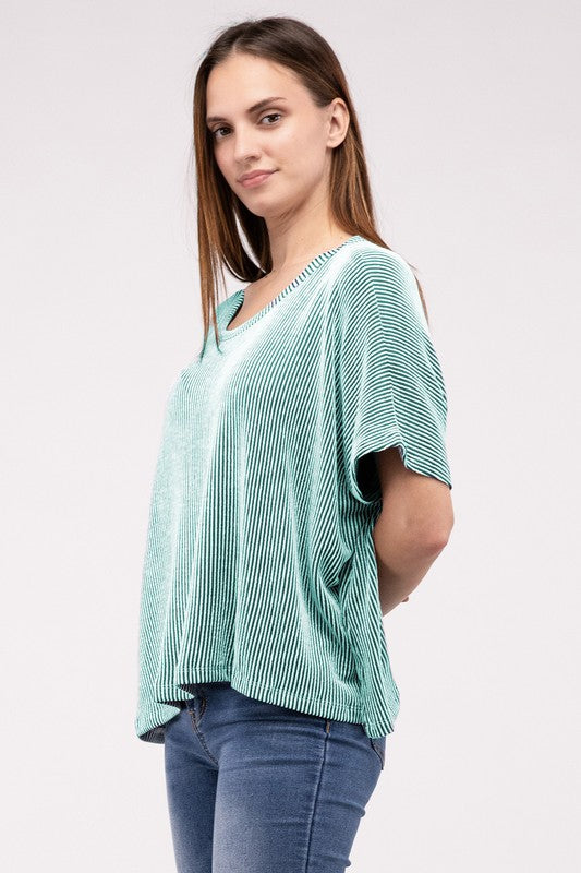 Ribbed Striped Oversized Top