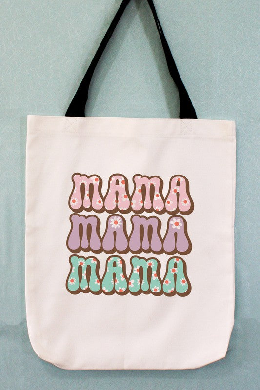 Mama Flower Letters Stack Graphic Tote Bag