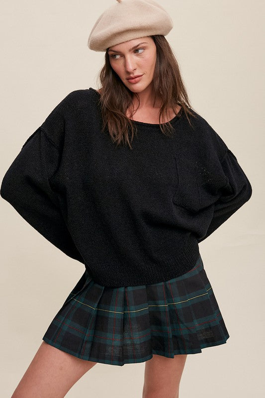 Light Weight Crop Pullover Knit Sweater