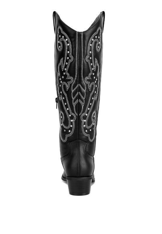 Reyes Patchwork Studded Cowboy Boots