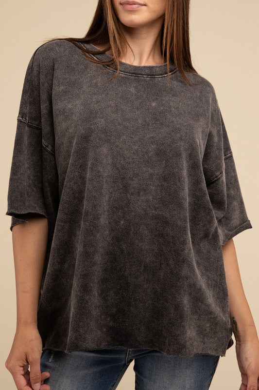 Washed Drop Shoulder Top