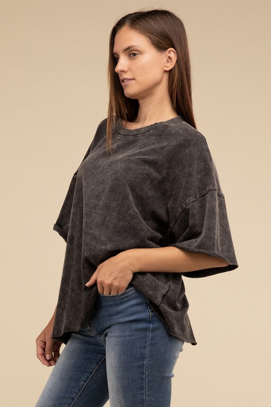 Washed Drop Shoulder Top