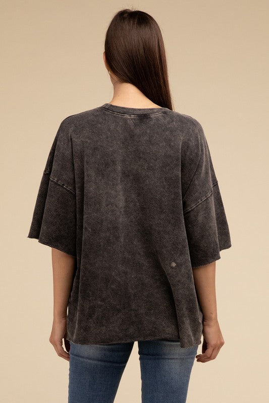 Washed Drop Shoulder Top