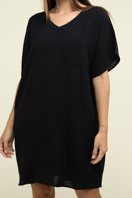 Woven Airflow T-Shirt Dress with Pockets