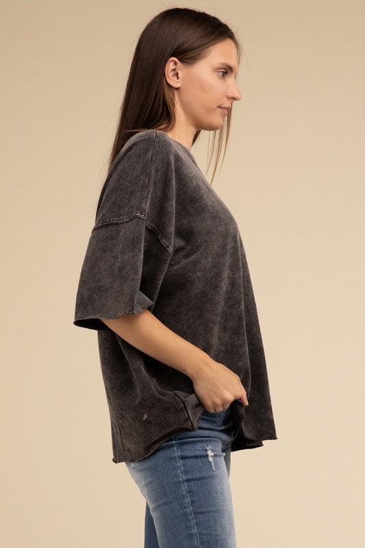 Washed Drop Shoulder Top