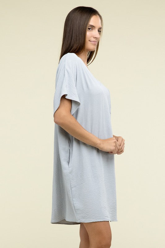 Woven Airflow T-Shirt Dress with Pockets